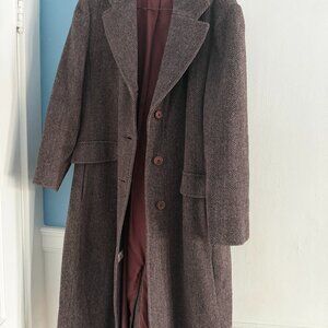 Vintage 1980s 100 percent wool JG Hook tweed overcoat